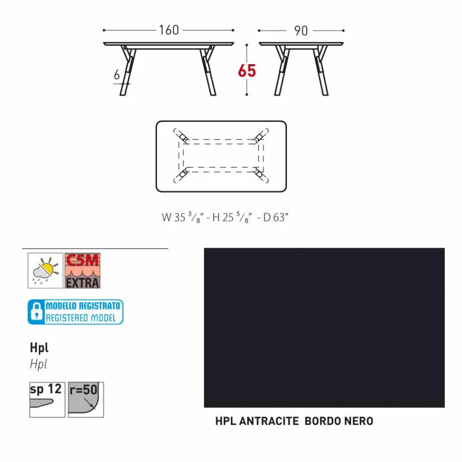 Varaschin Link-Gartentisch mit Teakholz Beinen, H 75 cm Viadurini