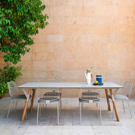 Varaschin Link-Gartentisch mit Teakholz Beinen, H 75 cm Viadurini