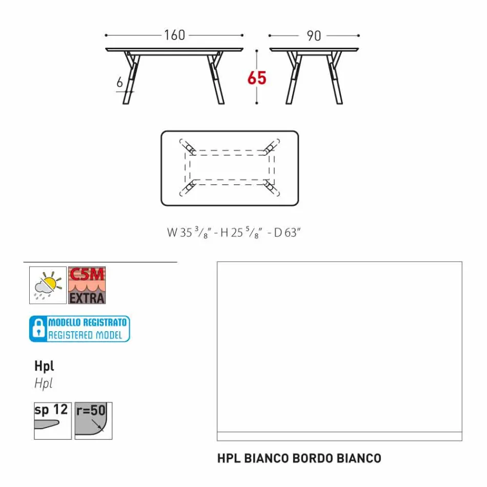 Varaschin Link-Fest Esstisch aus externen oder internen H 65 cm Viadurini