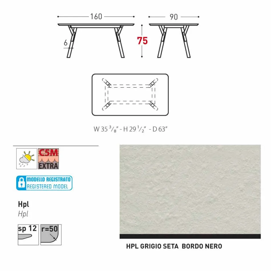 Varaschin Link-Fest Esstisch Garten oder in der Halle H 75 cm Viadurini