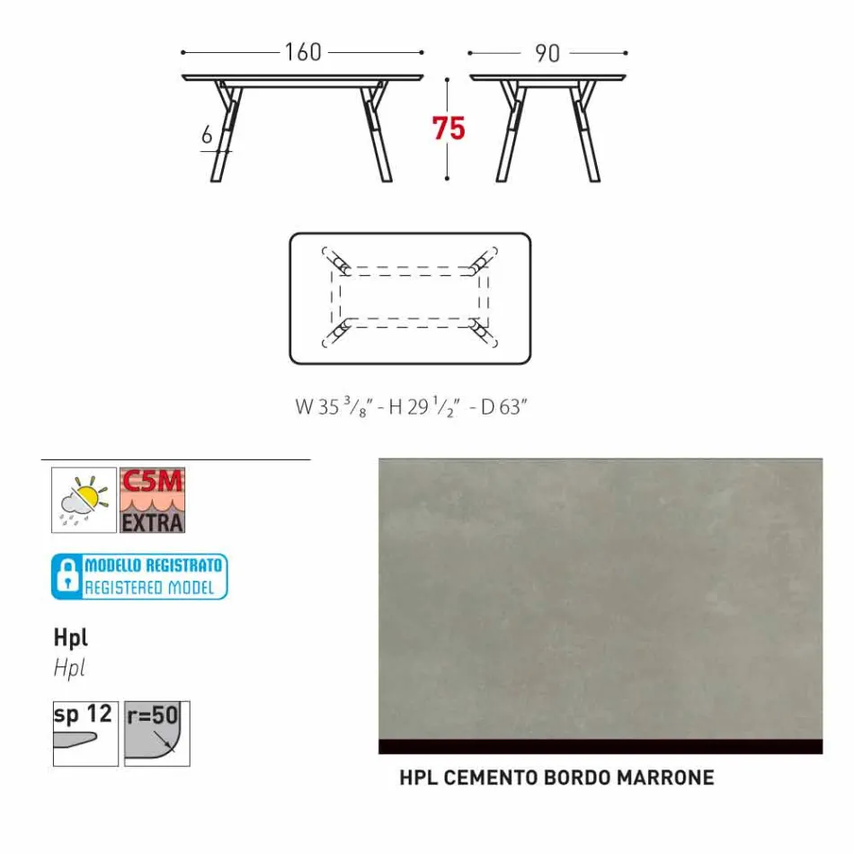 Varaschin Link-Fest Esstisch Garten oder in der Halle H 75 cm Viadurini