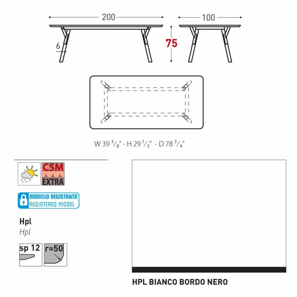 Varaschin Link-Fest Esstisch Garten oder in der Halle H 75 cm Viadurini