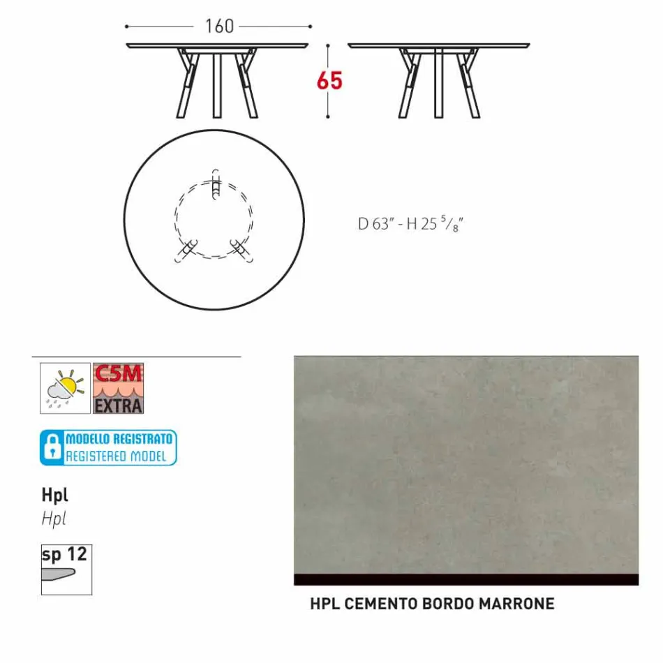 Varaschin Link Round Gartentisch mit Teak Beinen, H 65cm Viadurini