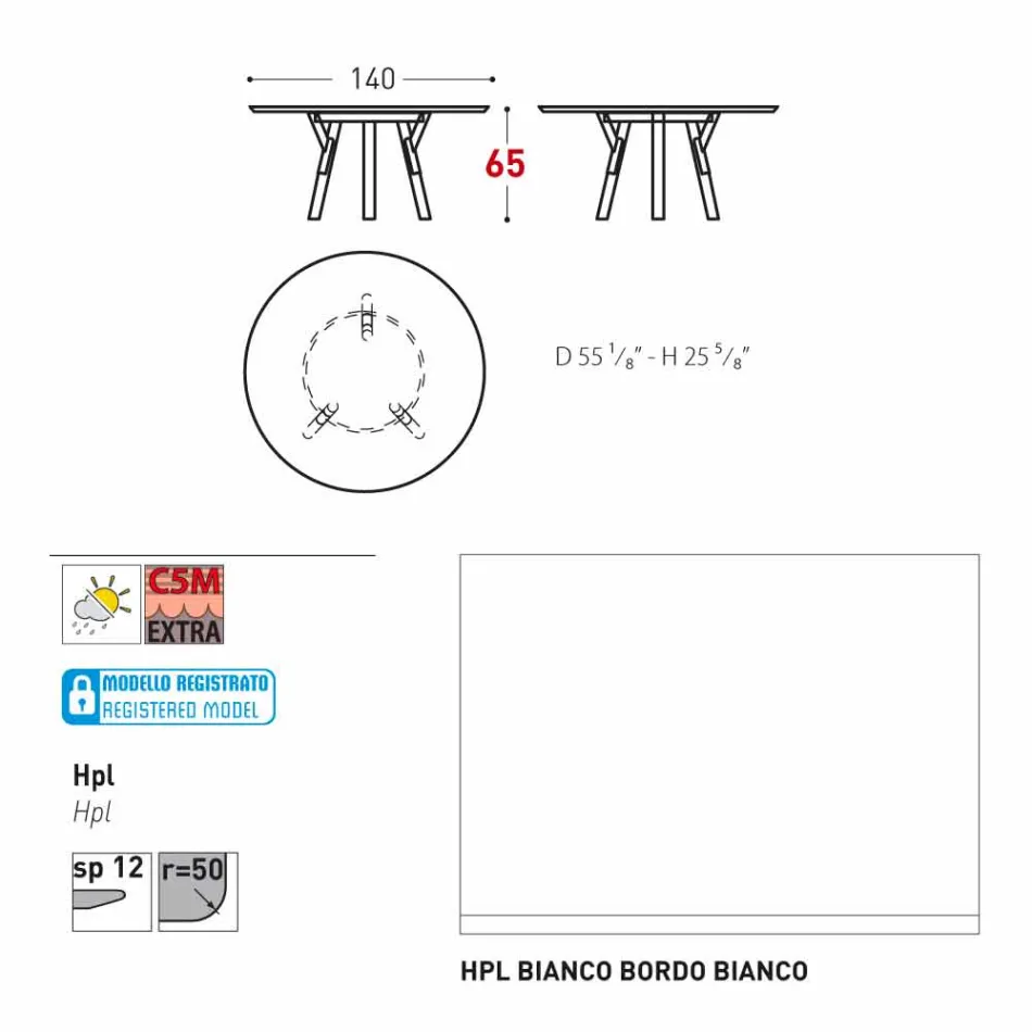 Varaschin Link Round Gartentisch mit Teak Beinen, H 65cm Viadurini