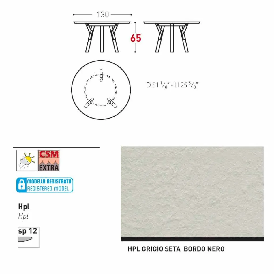 Varaschin Link Round Gartentisch mit Teak Beinen, H 65cm Viadurini