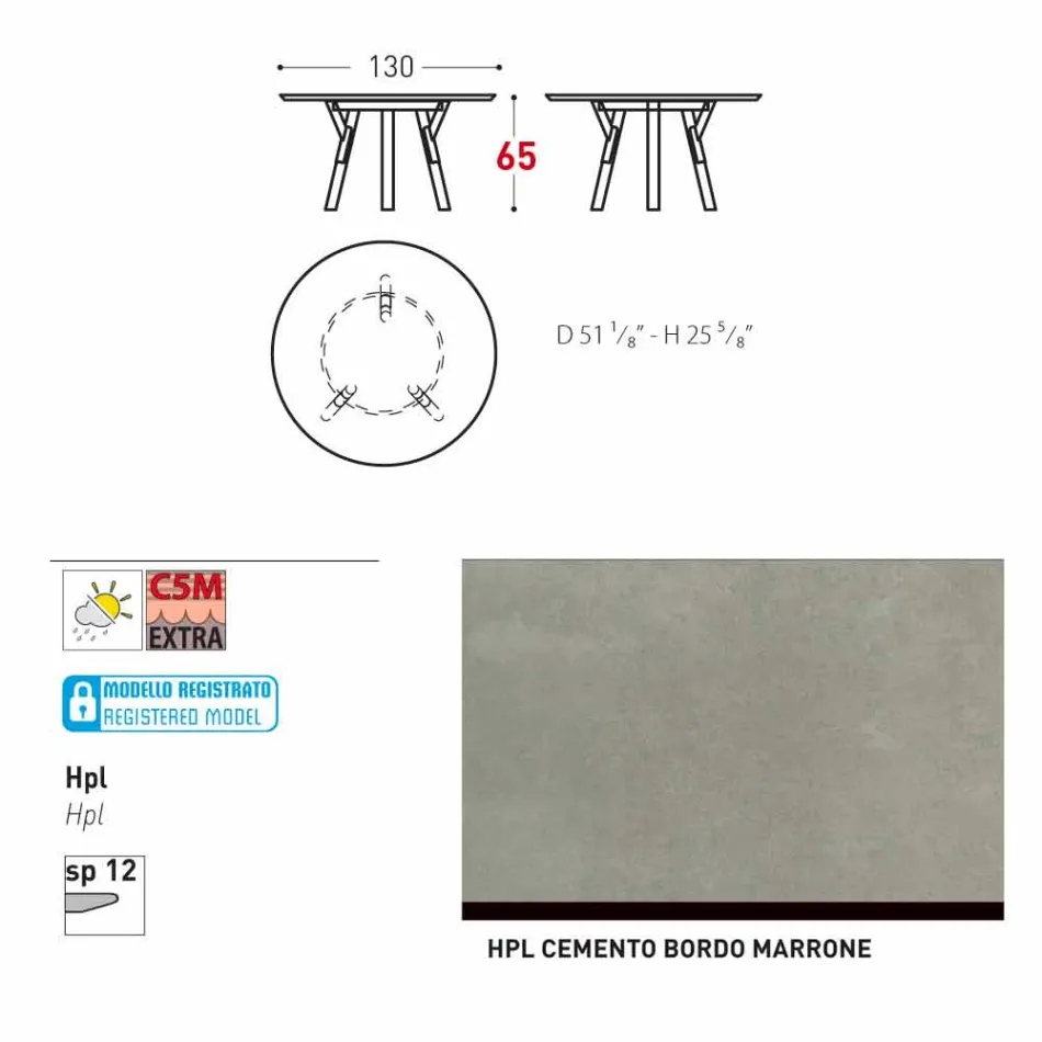 Varaschin Verbindungen Runder Tisch für Innen- / Außen-modernes Design, H 65 cm Viadurini