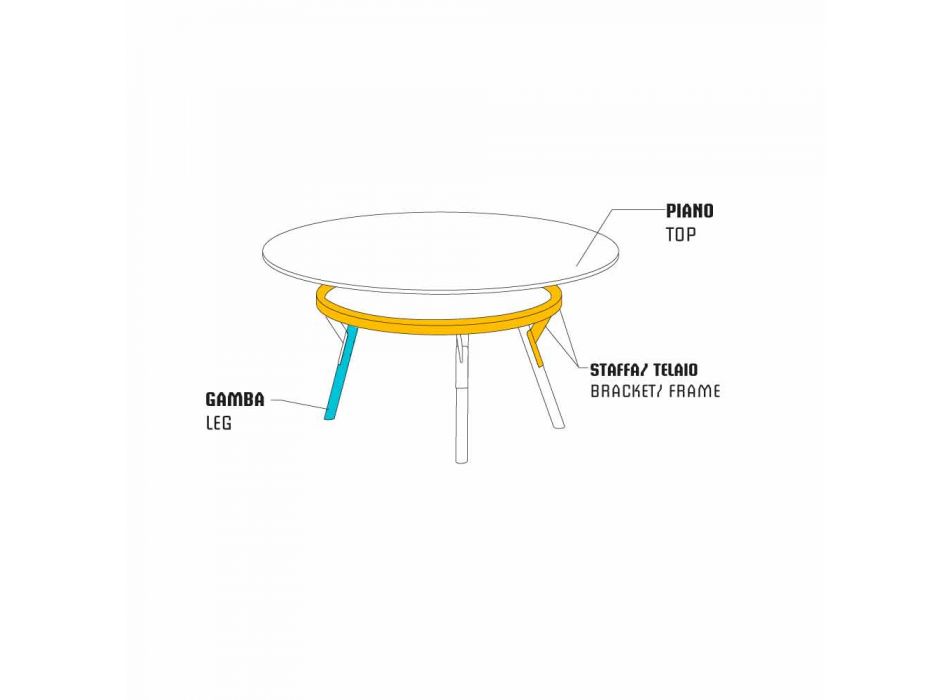 Varaschin Verbindungen Runder Tisch für Innen- / Außen-modernes Design, H 65 cm Viadurini