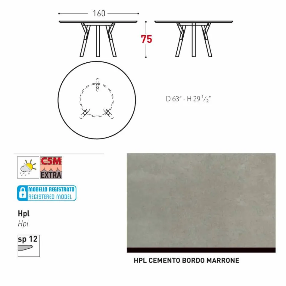 Varaschin verbindet Rundgartentisch mit Teak Beinen, H 75cm Viadurini