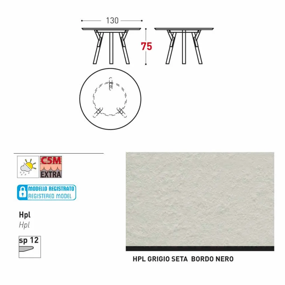 Varaschin verbindet Rundgartentisch mit Teak Beinen, H 75cm Viadurini
