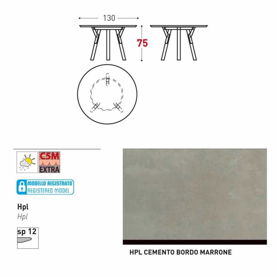 Varaschin Verbindungen Runder Tisch modernes Design Garten, H 75 cm Viadurini