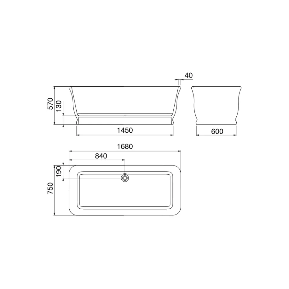 Weiße freistehende Badewanne aus massiver Oberfläche, hergestellt in Italien – Cleopatra Viadurini