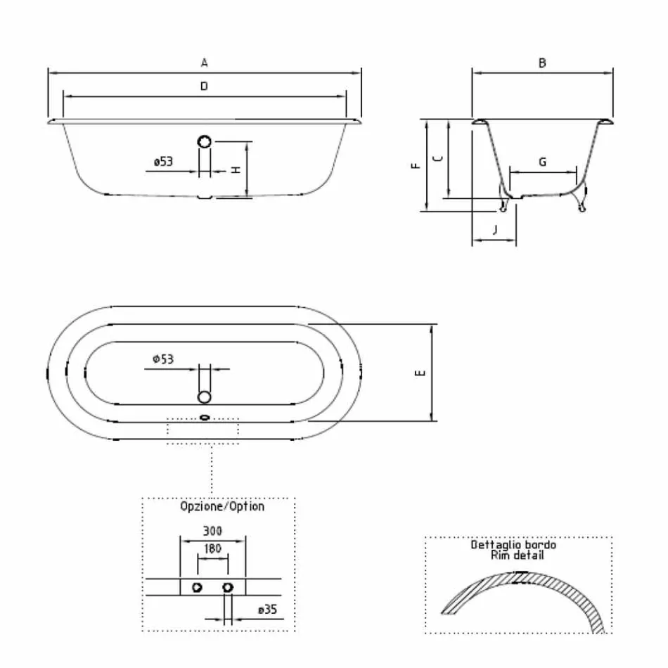 Vintage Design freistehende Badewanne aus Gusseisen, hergestellt in Italien - Naima Viadurini