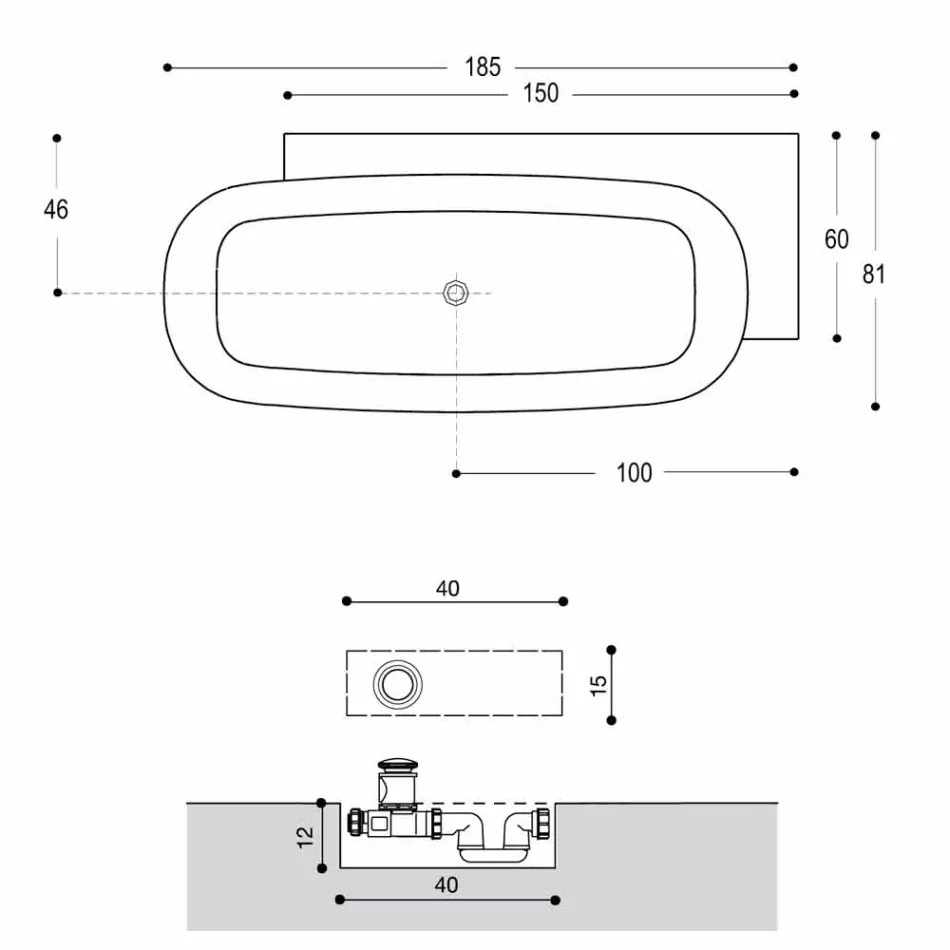 Modern Style White Design Freistehende Badewanne - Lipperiavas1 Viadurini