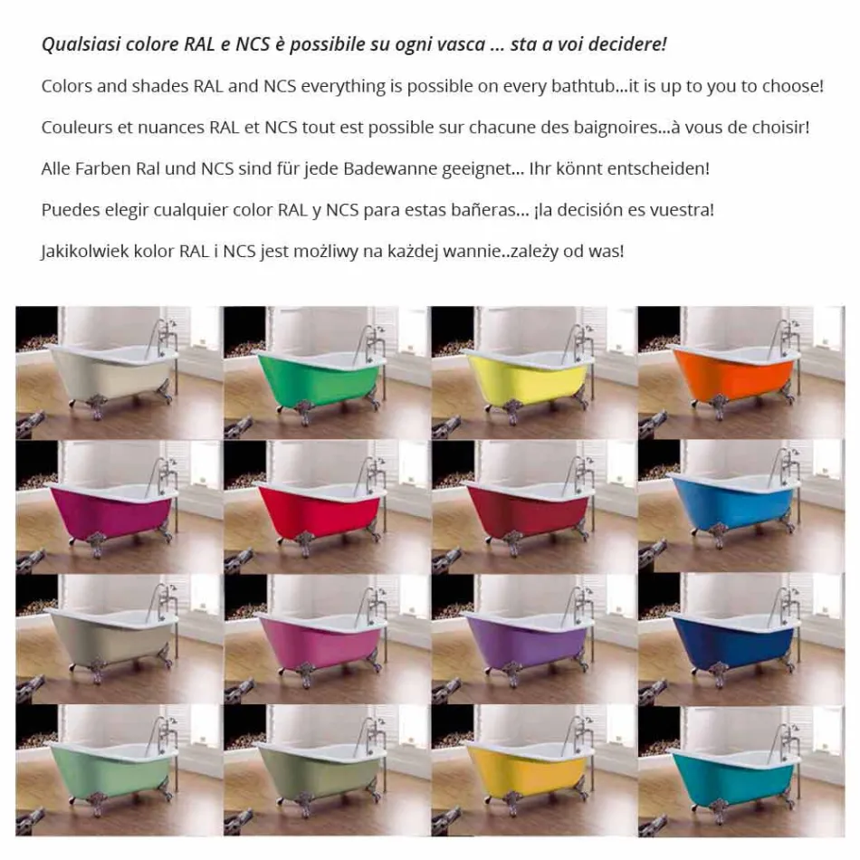 Badewanne freistehende Gusseisen mit Diane Füße gemalt Viadurini