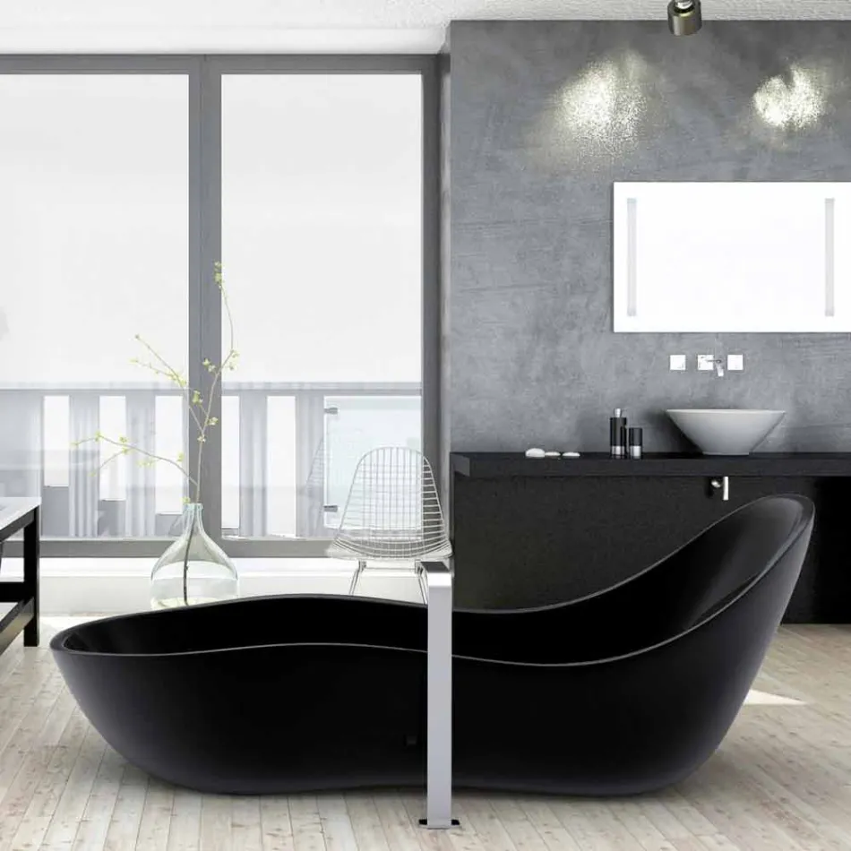 Badewanne freistehend lackiert, modernes Design, Welle Viadurini