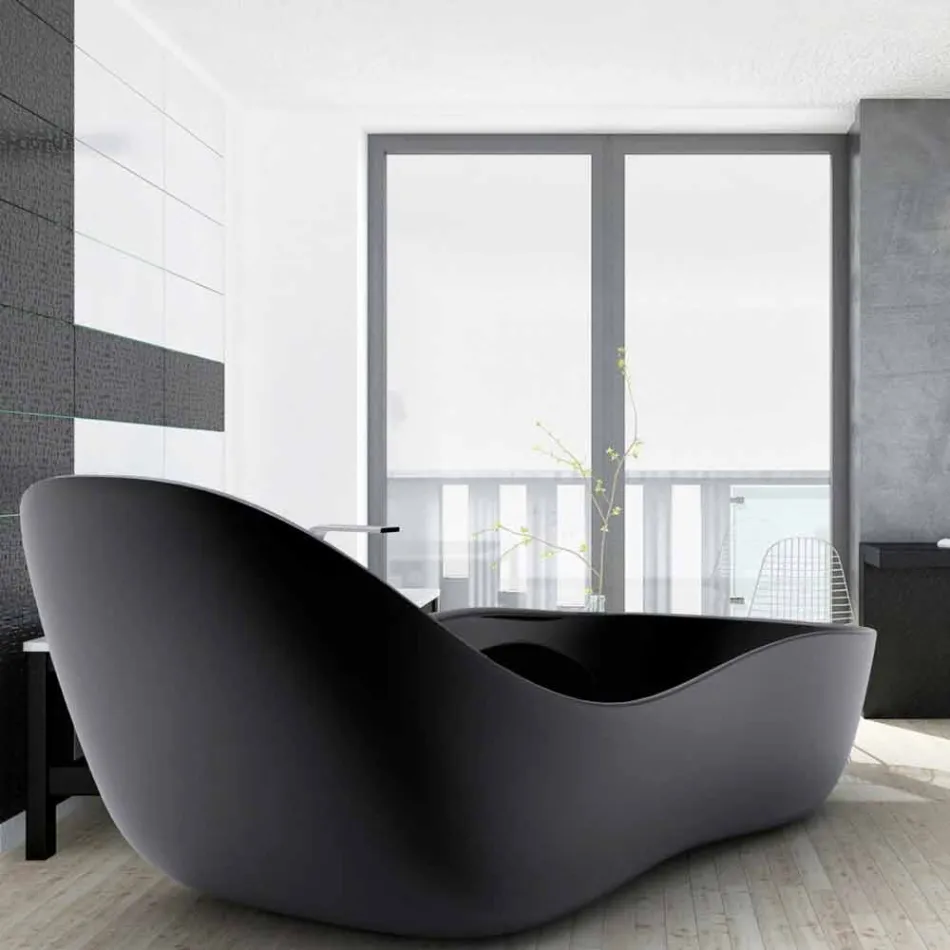 Badewanne freistehend lackiert, modernes Design, Welle Viadurini