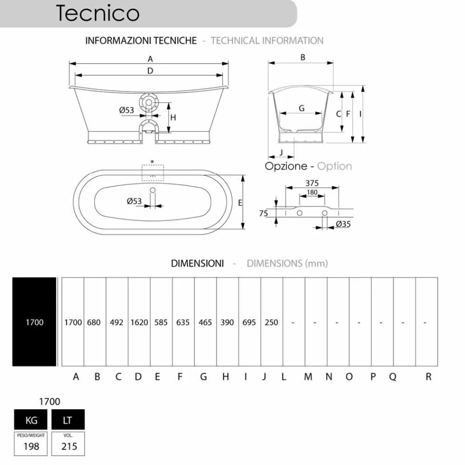 Gusseisenbad außen mit Henry-Kupfer beschichtet Viadurini