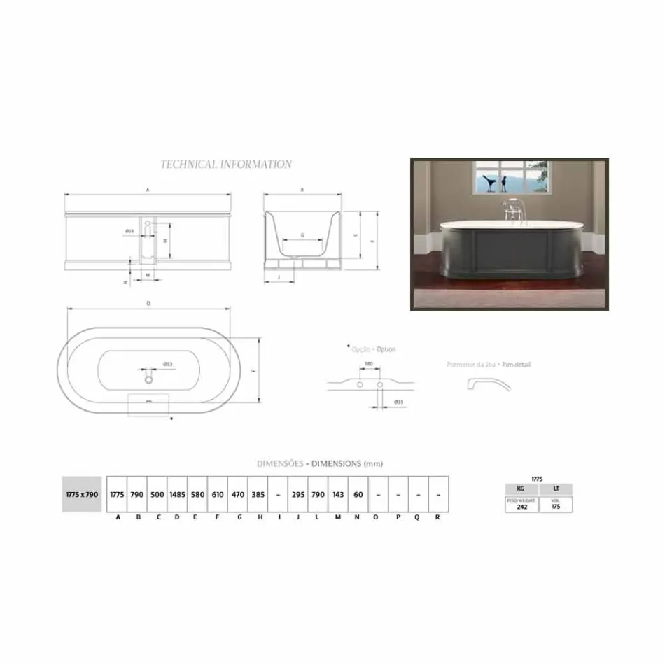 Badewanne emailliertem Gusseisen und gemalt Ashley Viadurini