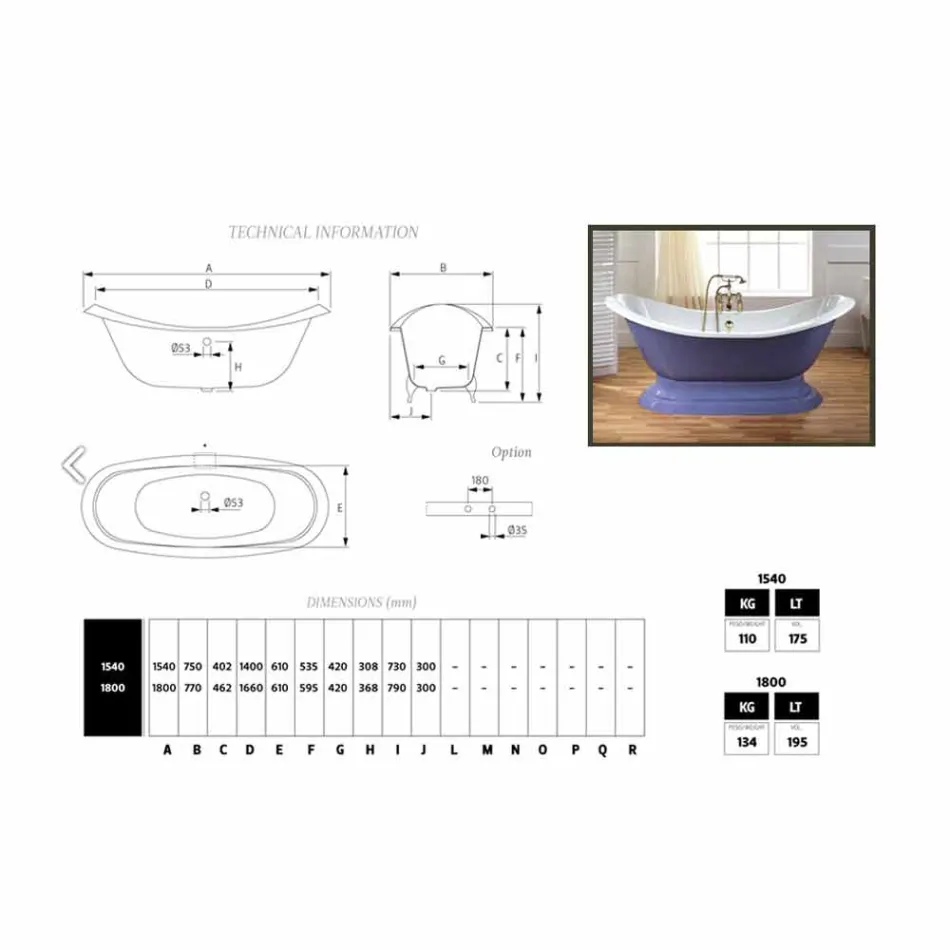 Bad glasiert und bemalt Gusseisen Beine Lane Viadurini