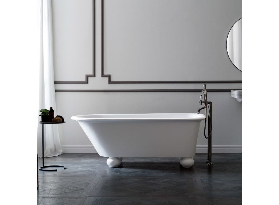 Mattweiße Solid-Surface-Badewanne mit Füßen – Degrees Viadurini