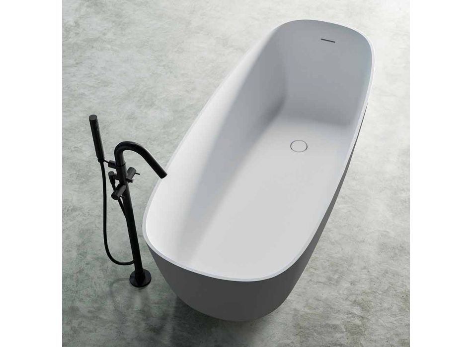 Freistehende Badewanne in zweifarbigem Grau, Mineralwerkstoff - Canossa