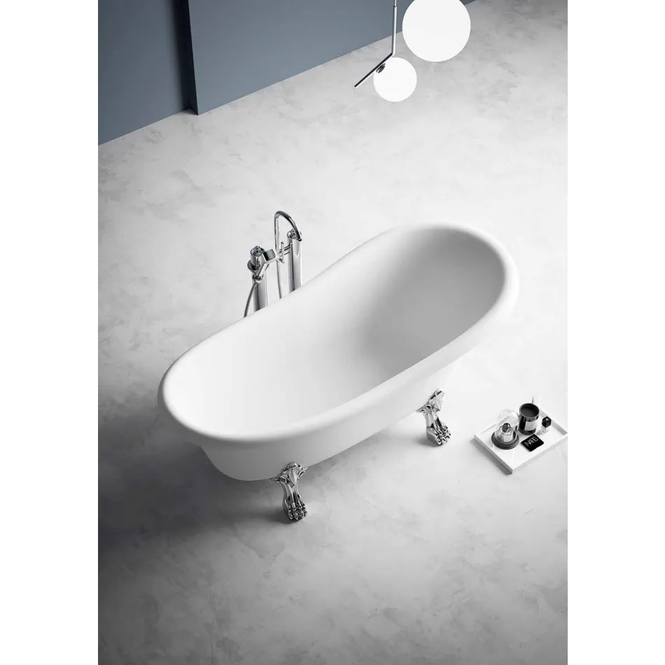 Freistehende Badewanne, viktorianisches Design in Solid Surface - Regen Viadurini