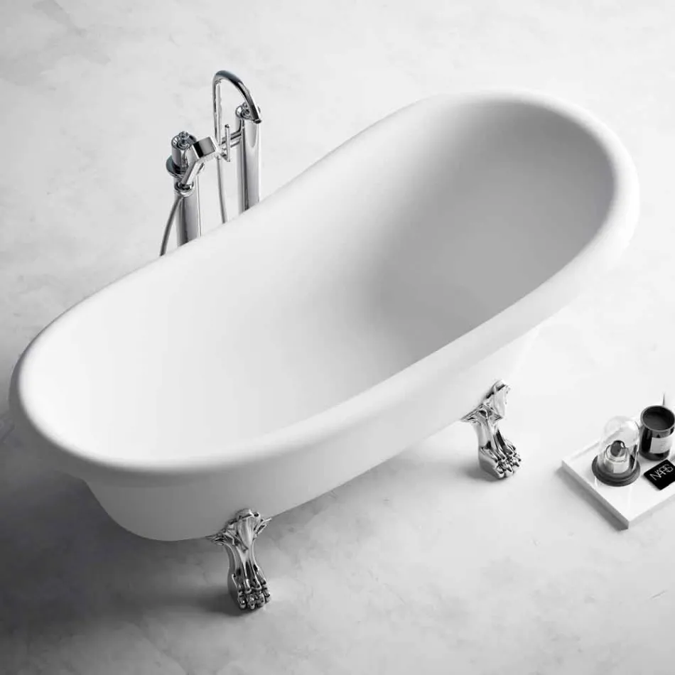 Freistehende Badewanne, viktorianisches Design in Solid Surface - Regen Viadurini