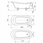 Freistehende Badewanne, viktorianisches Design in Solid Surface - Regen Viadurini