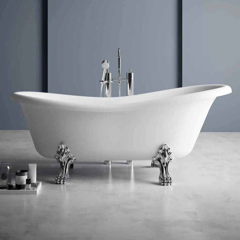 Freistehende Badewanne, viktorianisches Design in Solid Surface - Regen Viadurini