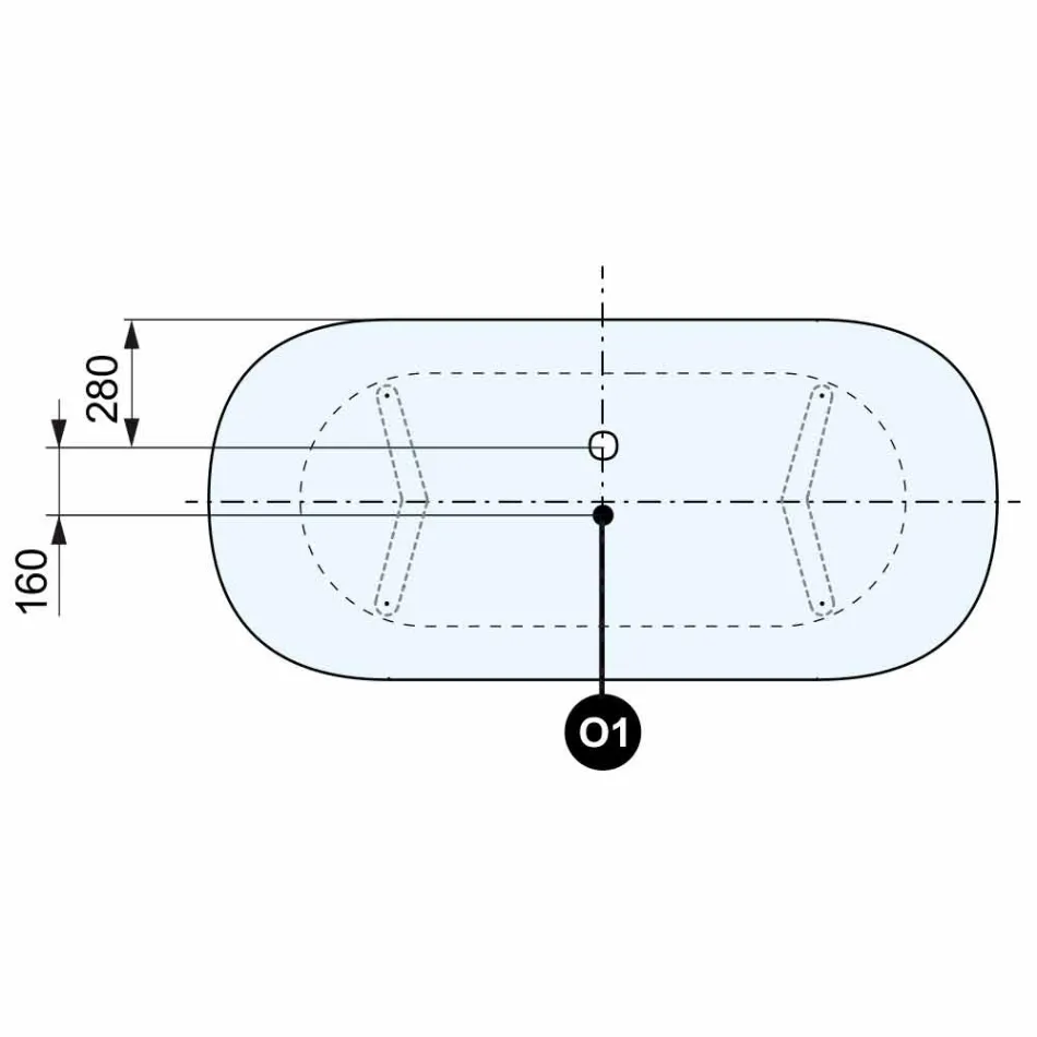 Design freistehende Badewanne, Füße in verchromter Ausführung - Frei Viadurini