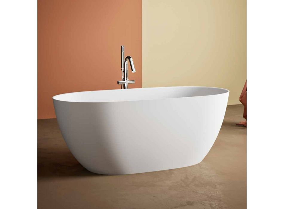Freistehende Wanne, Made in Italy, in Solid Surface - Flow Viadurini