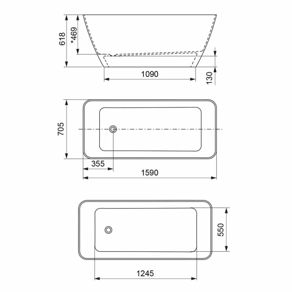 Freistehendes Badezimmer in modernem Design, glänzend weiß oder matt Viadurini