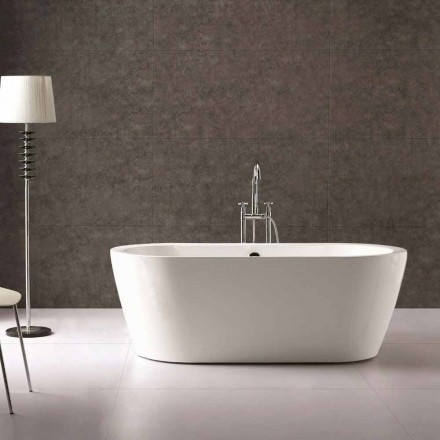 Nicole 1775x805 mm weiße freistehende Design-Badewanne aus Acryl Viadurini