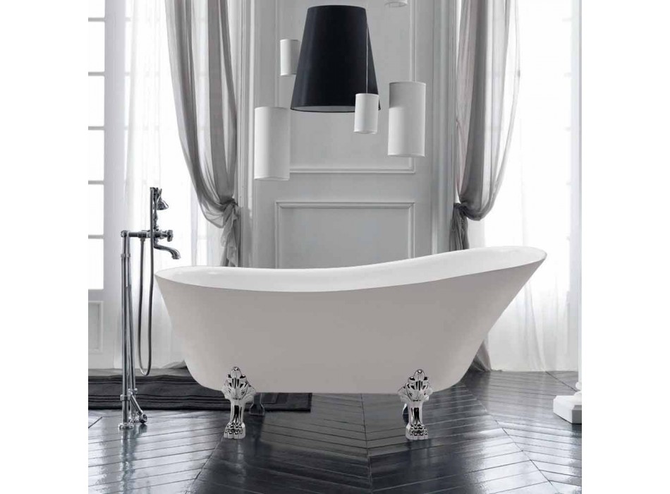 Weiße 1700x720 mm freistehende Badewanne aus weißem Acryl Viadurini