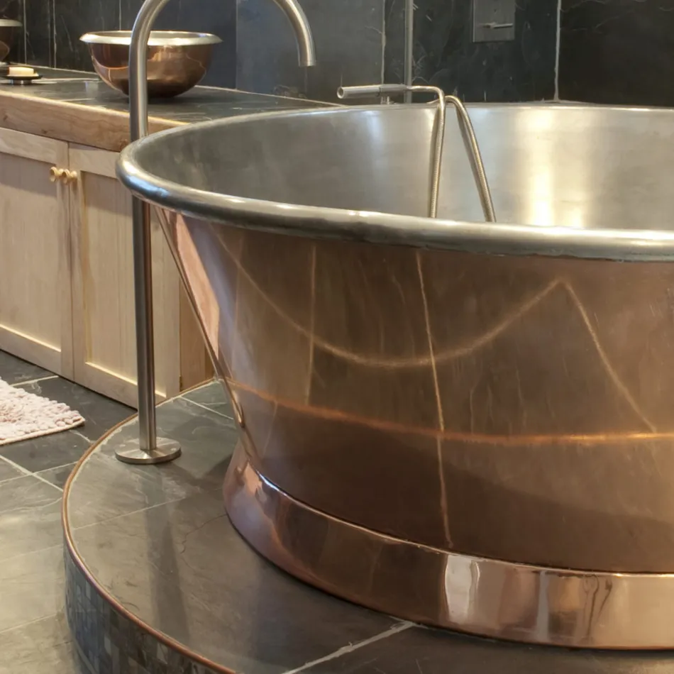 Freistehende Vintage-Badewanne aus Kupfer, Vanessa weiß eisenbeschichtet Viadurini