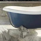 Freistehende blaue Kunstharzbadewanne im klassischen Design, Fregona Viadurini