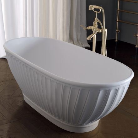 Badewanne mit fester Oberfläche und mattweißer Außenseite, hergestellt in Italien – Ross Viadurini