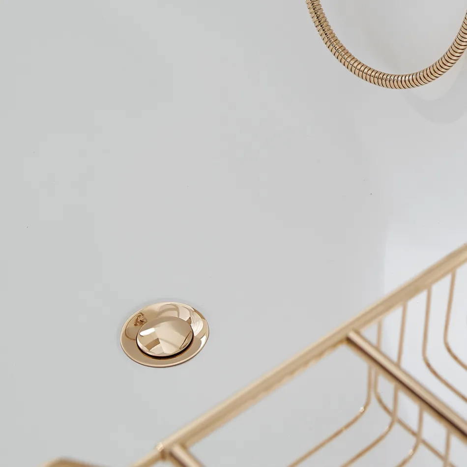 Badewanne mit fester Oberfläche und integriertem Überlauf, hergestellt in Italien – Aurelio Viadurini