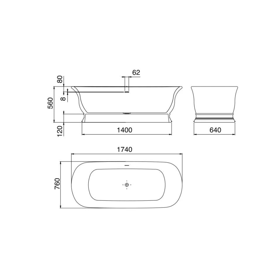 Badewanne mit fester Oberfläche und integriertem Überlauf, hergestellt in Italien – Aurelio Viadurini