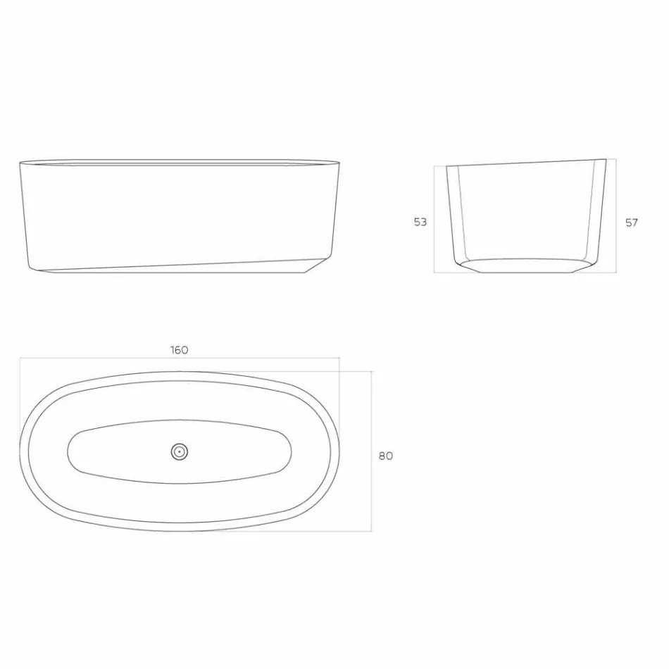 Freistehende Badewanne im Monoblock-Design, hergestellt in Italien, Dongo Viadurini