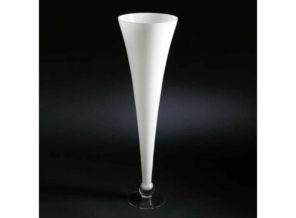 Hohe Indoor-Vase aus weißem und transparentem Glas Made in Italy - Clodino Viadurini