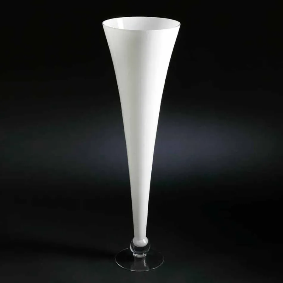 Hohe Indoor-Vase aus weißem und transparentem Glas Made in Italy - Clodino Viadurini