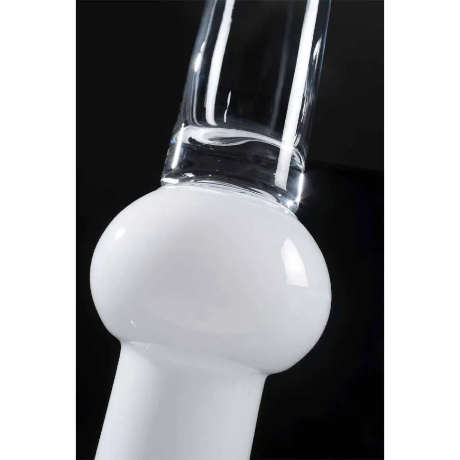 Hohe Indoor-Vase aus transparentem und weißem Glas Made in Italy - Ludovico Viadurini