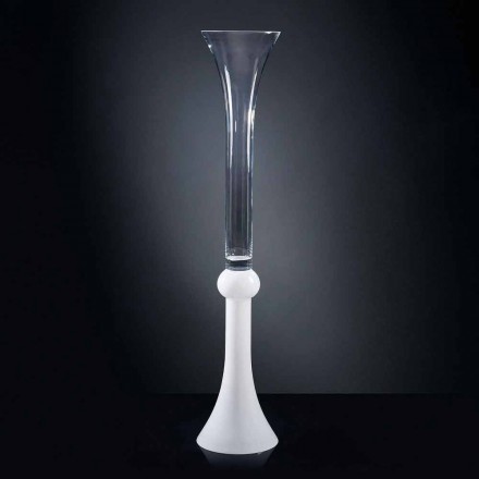 Hohe Indoor-Vase aus transparentem und weißem Glas Made in Italy - Ludovico Viadurini