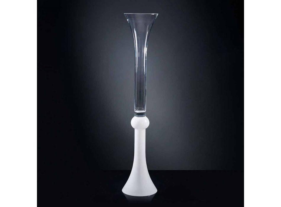 Hohe Indoor-Vase aus transparentem und weißem Glas Made in Italy - Ludovico Viadurini