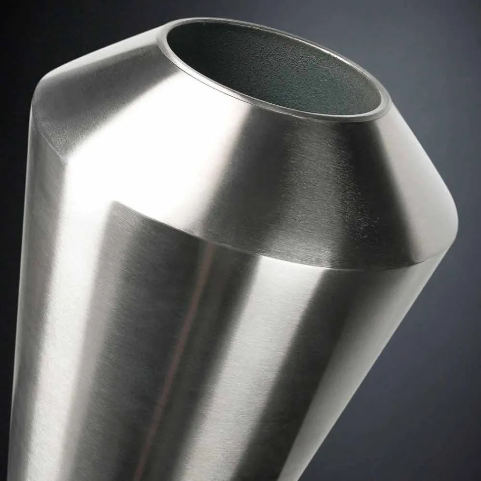Hohe dekorative Vase aus satiniertem Stahl Made in Italy Fine - Vesper Viadurini