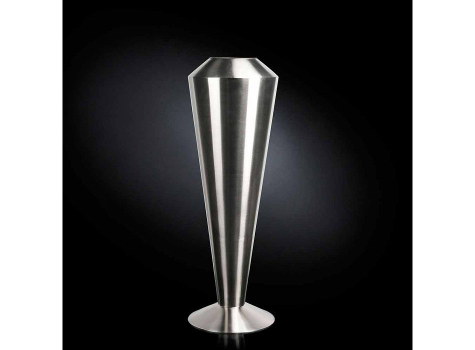 Hohe dekorative Vase aus satiniertem Stahl Made in Italy Fine - Vesper Viadurini