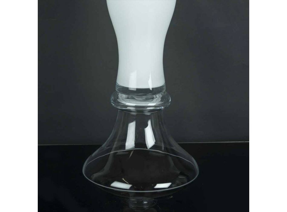 Hohe dekorative Vase aus transparentem und weißem Glas Made in Italy - Gondo Viadurini