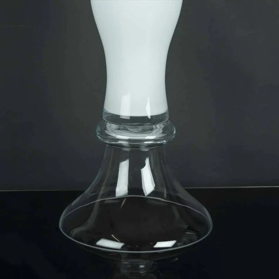 Hohe dekorative Vase aus transparentem und weißem Glas Made in Italy - Gondo Viadurini