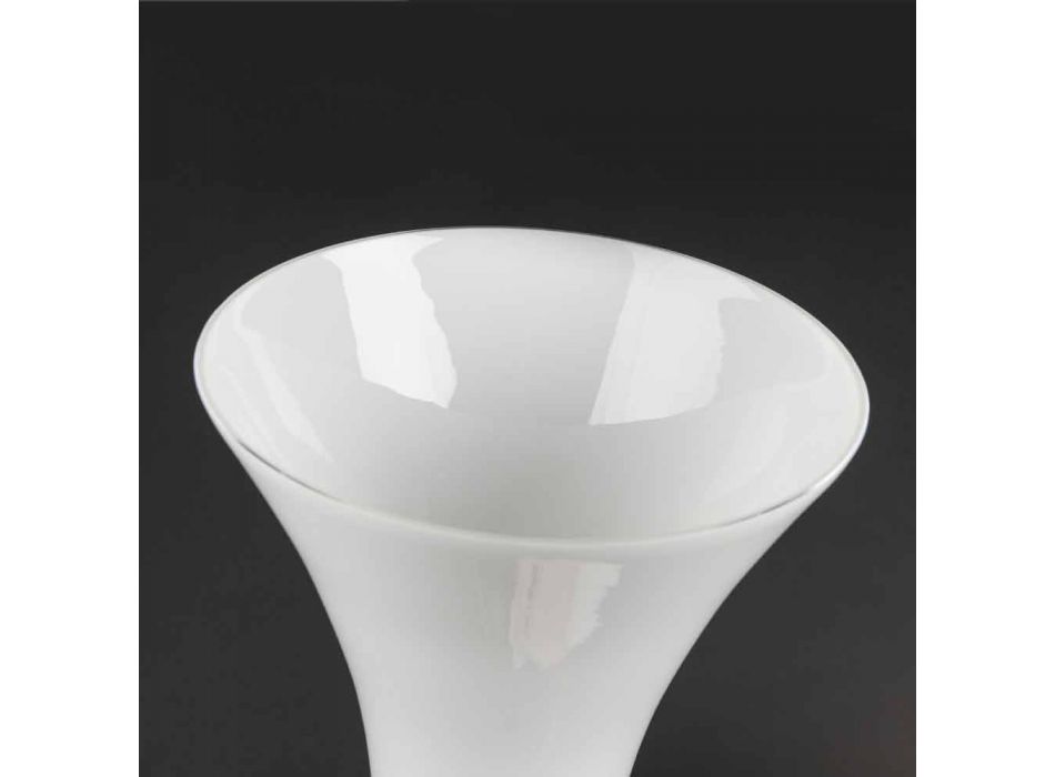 Hohe dekorative Vase aus transparentem und weißem Glas Made in Italy - Gondo Viadurini